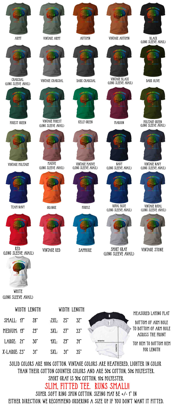 Men's Autism T Shirt Acceptance Shirts Wired Different Awareness AI Brain Graphic Tee Disorder ASD AuDHD Asperger's Man's Unisex-Shirts By Sarah