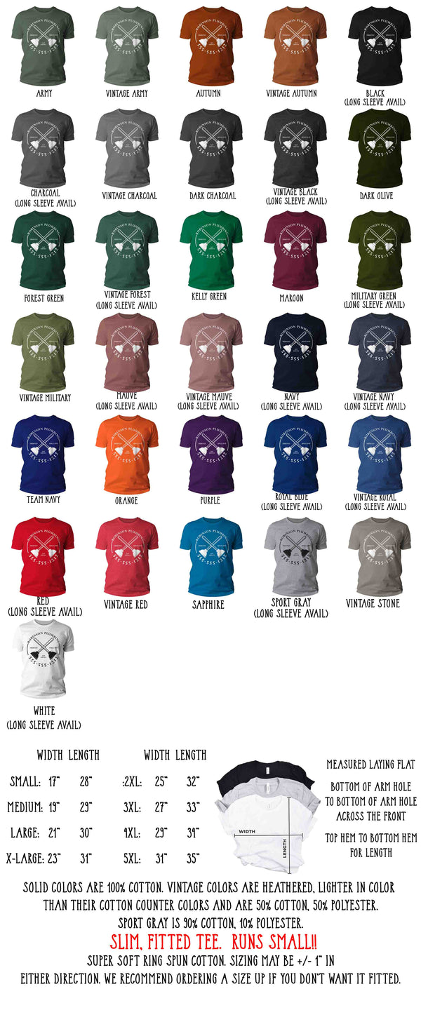 Men's Personalized Plumber Shirt Custom Plumbing T Shirt Plungers Logo Handyman Plumb Trade Pipe TShirt Unisex Mans Gift Idea-Shirts By Sarah