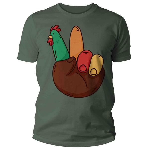 Men's Funny Thanksgiving Shirt Peace Hand Turkey TShirt ASL Peace Sign Language Cute Fun T shirt Thanks Gift Idea Teacher Unisex Tee-Shirts By Sarah