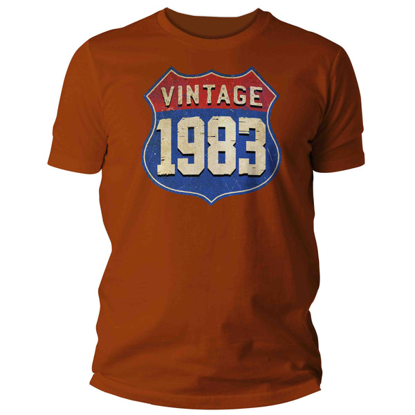 Men's Funny 40th Birthday T-Shirt Vintage 1983 Shirt Road Sign Route 66 Gift Idea Vintage Tee 40 Years Man Unisex-Shirts By Sarah