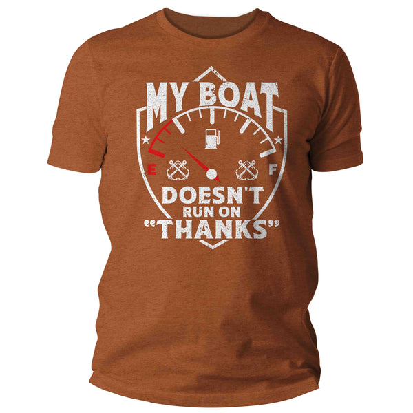 Men's Funny Boater Shirt My Boat Doesn't Run On Thanks T Shirt Gift For Him Boating Gas Joke Humor Nautical Tee Pontoon Unisex Man-Shirts By Sarah