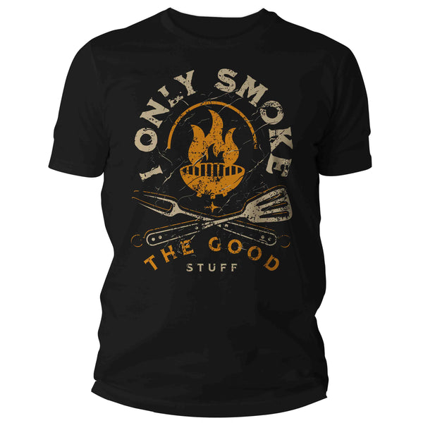 Men's Funny BBQ T Shirt Only Smoke Good Stuff Barbeque Shirts Hipster Chef Cook Fathers Day Humorous Gift For Him Graphic Tee Man's Unisex-Shirts By Sarah