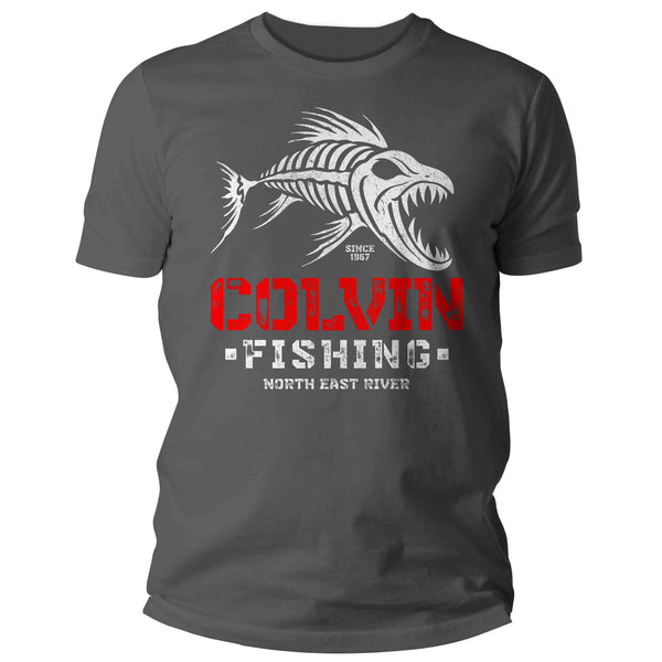 Men's Personalized Fishing Shirt Fish Skeleton T Shirt Custom Fisherman TShirts Trip Skull Group Matching T Shirt Unisex Mans Gift Idea-Shirts By Sarah