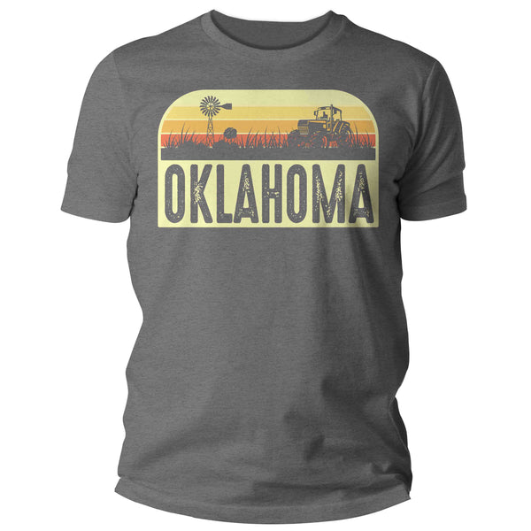 Men's Retro Oklahoma Shirt Farm Tractor T Shirt Vintage State Pride Farming Farmer Gift Oklahoma State Tee Man Unisex-Shirts By Sarah