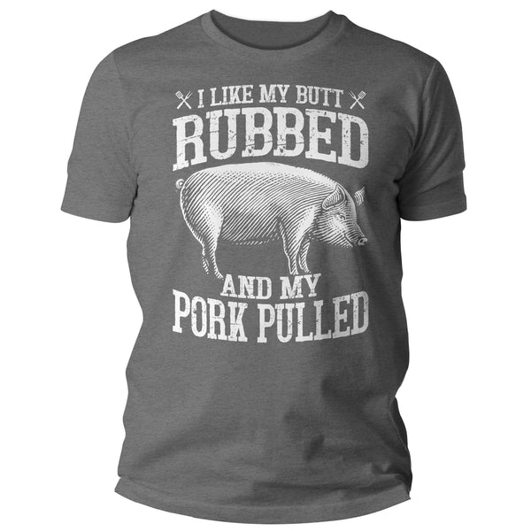 Men's Funny BBQ T Shirt Butt Rubbed Pork Pulled Barbeque Shirts Hipster Pig Chef Cook Fathers Day Gift For Him Graphic Tee Man's Unisex-Shirts By Sarah