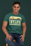 Men's Retro Kansas Shirt Farm Tractor T Shirt Vintage State Pride Farming Farmer Gift Kansas State Tee Man Unisex