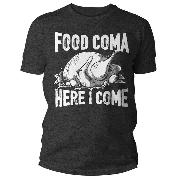 Men's Funny Food Coma T Shirt Thanksgiving Humor Shirts Foodie Tee Joke Tryptophan Turkey Day TShirt Humor Unisex Man-Shirts By Sarah