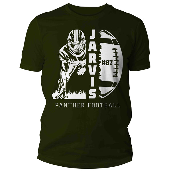 Men's Personalized Football Shirt Custom Football Player Frame Shirts Football Dad Football Name T Shirt Unisex Mans Gift Idea-Shirts By Sarah