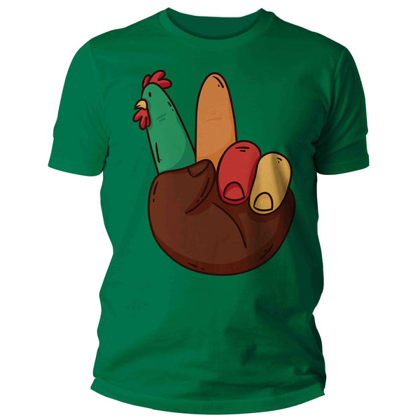 Men's Funny Thanksgiving Shirt Peace Hand Turkey TShirt ASL Peace Sign Language Cute Fun T shirt Thanks Gift Idea Teacher Unisex Tee-Shirts By Sarah