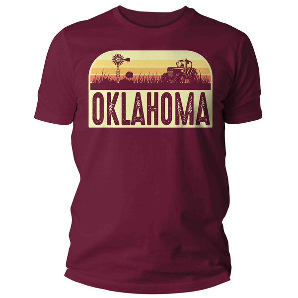 Men's Retro Oklahoma Shirt Farm Tractor T Shirt Vintage State Pride Farming Farmer Gift Oklahoma State Tee Man Unisex-Shirts By Sarah