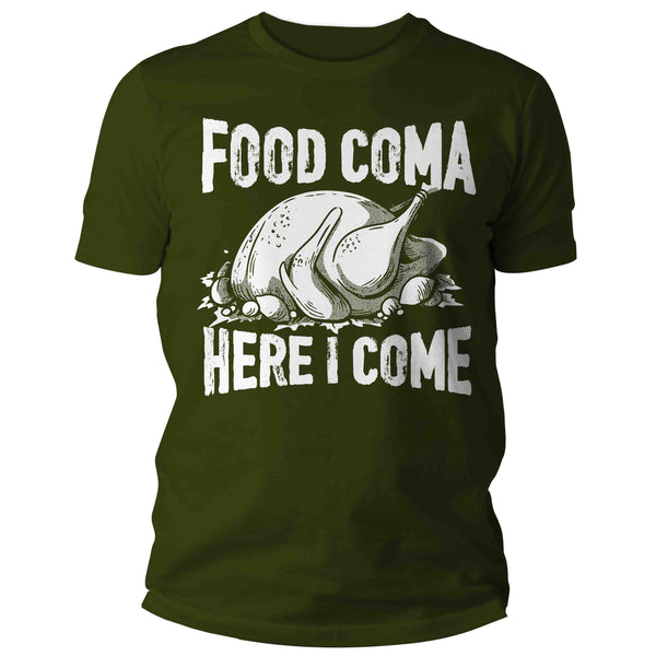 Men's Funny Food Coma T Shirt Thanksgiving Humor Shirts Foodie Tee Joke Tryptophan Turkey Day TShirt Humor Unisex Man-Shirts By Sarah