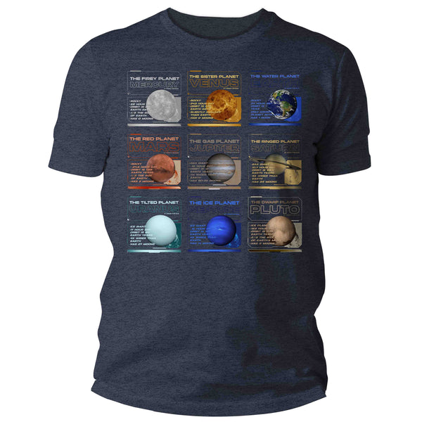 Men's Planets T Shirt Space Shirts Hipster Solar System Astronomy Stars Milky Way Gift Galaxy Saturn For Him Graphic Tee Man's Unisex-Shirts By Sarah