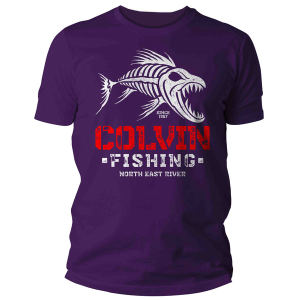 Men's Personalized Fishing Shirt Fish Skeleton T Shirt Custom Fisherman TShirts Trip Skull Group Matching T Shirt Unisex Mans Gift Idea-Shirts By Sarah