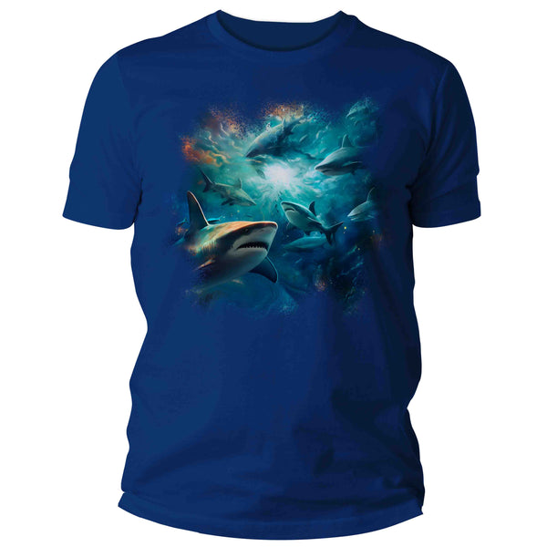 Men's Shark Shirt Underwater T Shirt Photorealistic Tee Ocean Great White Fish Graphic Marine Biologist Gift Idea Unisex Man-Shirts By Sarah