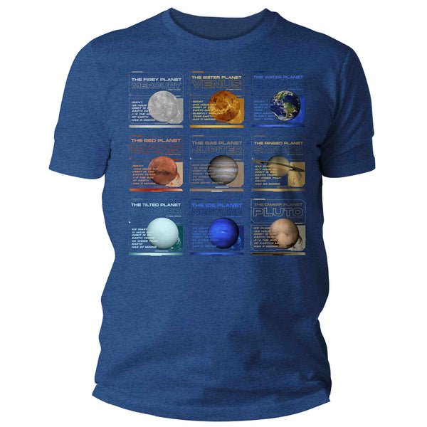 Men's Planets T Shirt Space Shirts Hipster Solar System Astronomy Stars Milky Way Gift Galaxy Saturn For Him Graphic Tee Man's Unisex-Shirts By Sarah