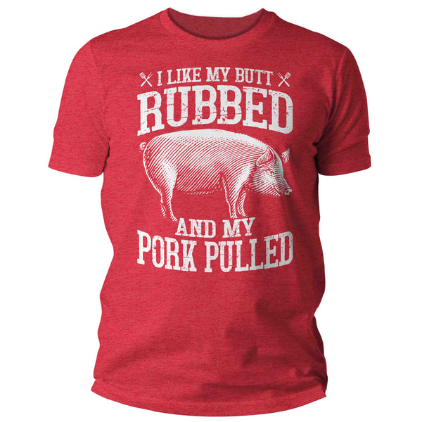 Men's Funny BBQ T Shirt Butt Rubbed Pork Pulled Barbeque Shirts Hipster Pig Chef Cook Fathers Day Gift For Him Graphic Tee Man's Unisex-Shirts By Sarah
