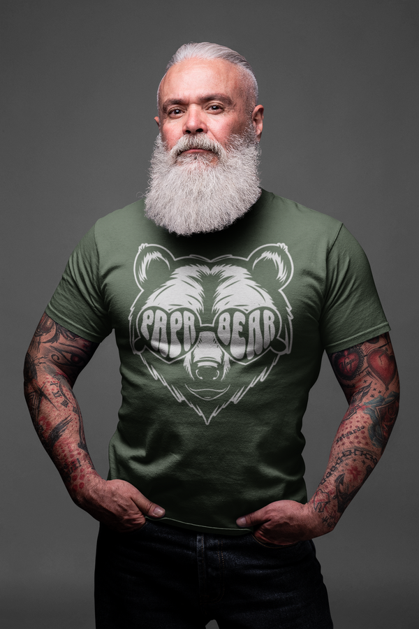 Men's Papa Bear T Shirt Dad Grandpa Shirts Hipster Shades Sunglasses Fathers Day Gift Mother's For Him Graphic Tee Man's Unisex-Shirts By Sarah