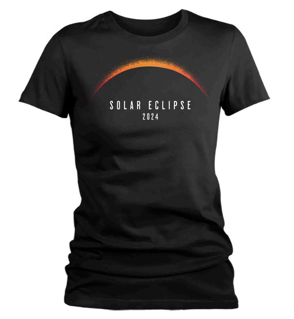 Women's Glow In The Dark Eclipse 2024 Shirt Solar Eclipse GITD Glows T Shirt Astronomy Gift Astronomer Science Geek Graphic Tee Ladies-Shirts By Sarah