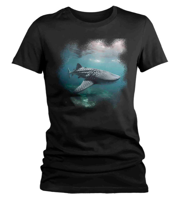 Women's Whale Shark Shirt Photo Underwater TShirt Photorealistic Scuba Diver Ocean Fish Marine Biologist Gift Idea Tee Ladies-Shirts By Sarah