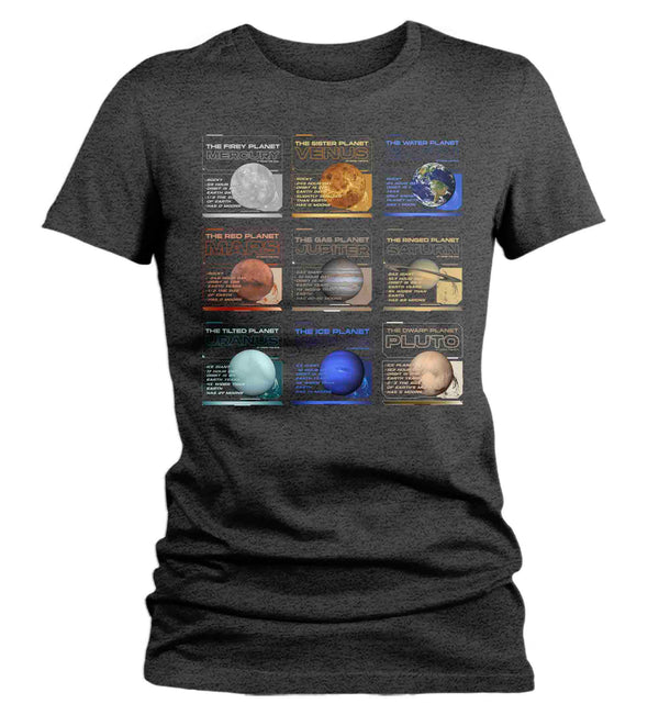 Women's Planets T Shirt Space Shirts Hipster Solar System Astronomy Stars Milky Way Gift Galaxy Saturn For Her Graphic Tee Ladies-Shirts By Sarah