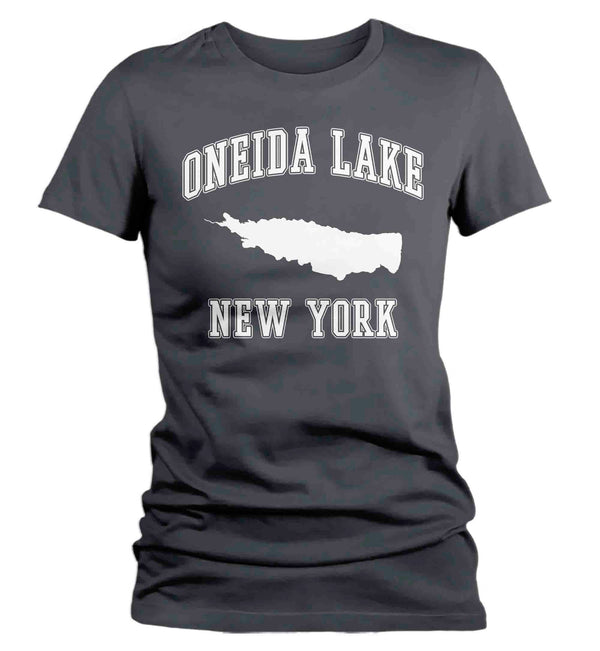 Women's Oneida Lake Shirt Boater T Shirt Fisherman Boating Fishing Lake Life Father's Day Tee Man Gift For Her Ladies-Shirts By Sarah