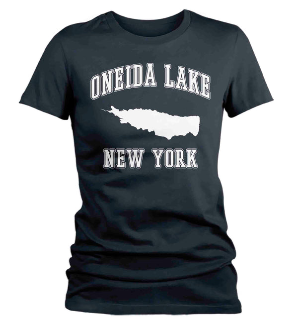 Women's Oneida Lake Shirt Boater T Shirt Fisherman Boating Fishing Lake Life Father's Day Tee Man Gift For Her Ladies-Shirts By Sarah