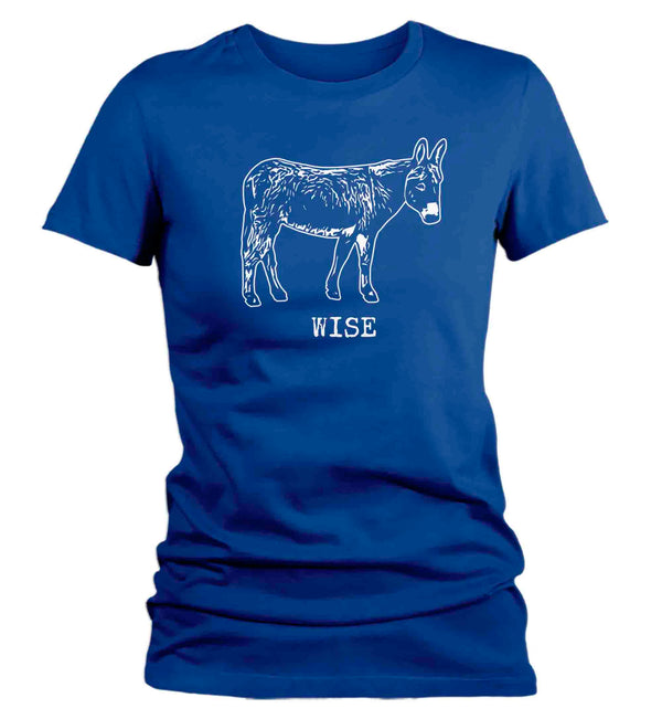 Women's Funny Donkey Shirt Wise Ass Hilarious Joke Play On Words Novelty Gift Saying Joke Graphic Wiseass Tee Ladies For Her-Shirts By Sarah