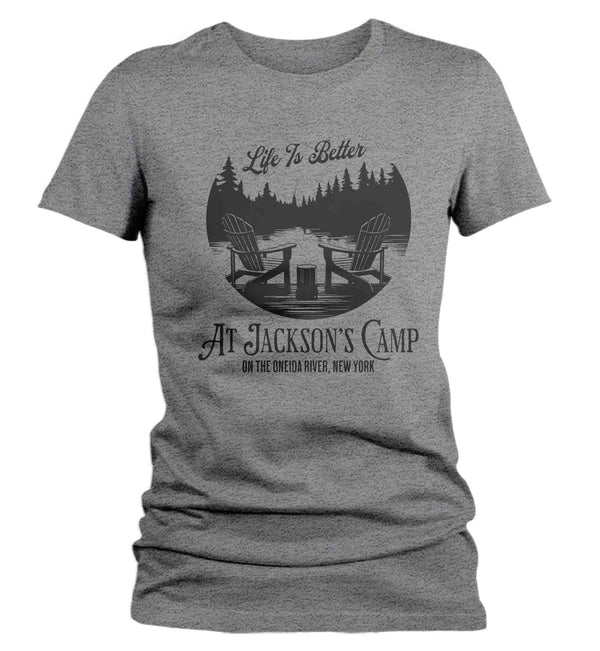 Women's Personalized River Cabin T Shirt Life Is Better At Lake House Reunion Custom Camp Group Tees Camping TShirts Ladies Gift For Her-Shirts By Sarah