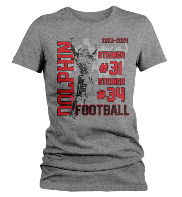 Women's Personalized Football T Shirt Custom Football Mom Shirt 2 Players Sons Grandma Team Custom Ladies Shirts Gift Idea-Shirts By Sarah