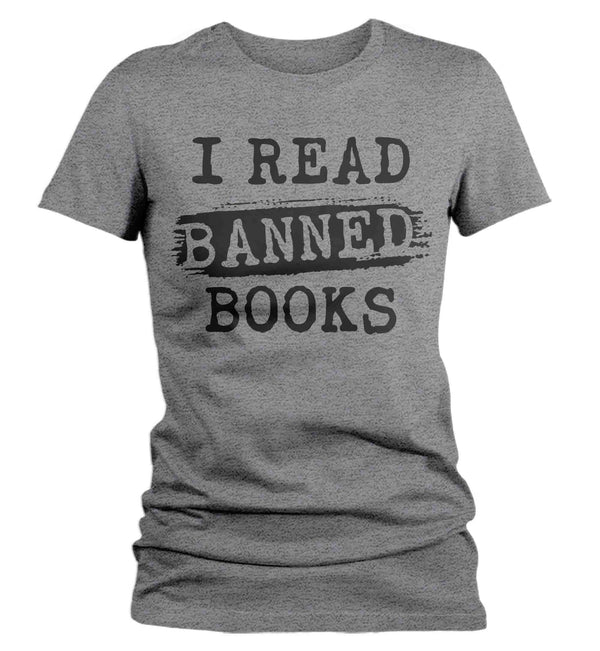 Women's Funny Book Nerd Shirt Geek TShirt Reader Reading Banned Books Author Bookworm Bibliomaniac Humorous Gift Idea Ladies Woman-Shirts By Sarah