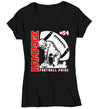 Women's V-Neck Personalized Football Shirt Custom Football Player Standing Shirts Football Mom Football Name T Shirt Ladies Gift Idea