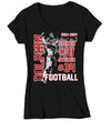 Women's V-Neck Personalized Football T Shirt Custom Football Mom Shirt 2 Players Sons Grandma Team Custom Ladies Shirts Gift Idea