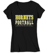 Women's V-Neck Custom Football Shirt Personalized Vintage Football Mom Shirt Mom Aunt Grandma Graphic Team Ladies Shirts Gift Idea