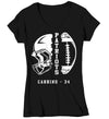 Women's V-Neck Personalized Football T Shirt Custom Football Shirts Football Grandma Football Mom T Shirt Ladies Gift Idea