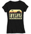 Women's V-Neck Retro Kansas Shirt Farm Tractor T Shirt Vintage State Pride Farming Farmer Gift Kansas State Tee Ladies Woman-Shirts By Sarah