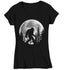 Women's V-Neck Glow In The Dark Bigfoot Shirt Sasquatch GITD Moon T Shirt Cryptozoology Gift Squatch Forest Hipster Geek Graphic Tee Ladies-Shirts By Sarah
