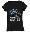 Women's V-Neck Home Of The Brave Shirt Patriotic T Shirt 4th July Flag Bald Eagle Grunge Independence Day Tee Gift For Her Ladies