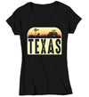 Women's V-Neck Retro Texas Shirt Farm Tractor T Shirt Vintage State Pride Farming Farmer Gift Texas State Tee Ladies Woman