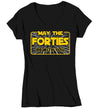 Women's V-Neck Funny Birthday T Shirt May The Forties Be With You Shirt Geek Hyperspace Forty Gift 40th Gift For Her TShirt Ladies