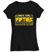 Women's V-Neck Funny Birthday T Shirt May The Fifties Be With You Shirt Geek Hyperspace Fifty Gift 50th Gift For Her Tee Ladies