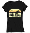 Women's V-Neck Retro Oklahoma Shirt Farm Tractor T Shirt Vintage State Pride Farming Farmer Gift Oklahoma State Tee Ladies Woman