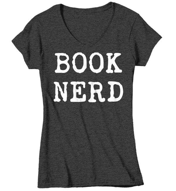 Women's V-Neck Funny Book Nerd Shirt Geek TShirt Reader Reading Banned Books Author Bookworm Bibliomaniac Humorous Gift Idea Ladies Woman-Shirts By Sarah