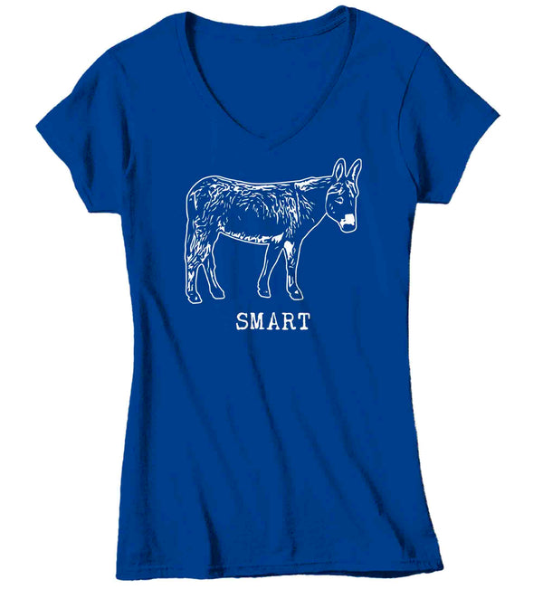 Women's V-Neck Funny Donkey Shirt Smart Ass Hilarious Joke Play On Words Novelty Gift Saying Joke Graphic Smartass Tee Ladies For Her-Shirts By Sarah