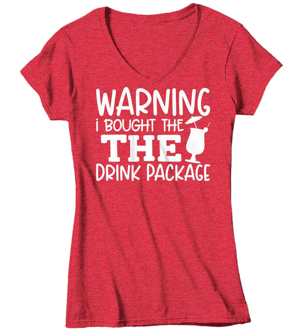 Women's V-Neck Funny Cruise Shirt Warning Bought Drink Package Vacation Tee Trip TShirts Group Matching Boat Yacht Ladies Gift Idea-Shirts By Sarah