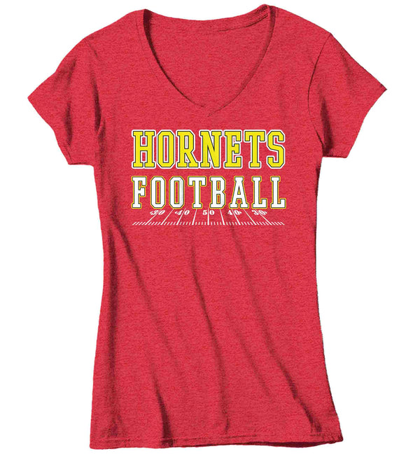 Women's V-Neck Custom Football Shirt Personalized Vintage Football Mom Shirt Mom Aunt Grandma Graphic Team Ladies Shirts Gift Idea-Shirts By Sarah