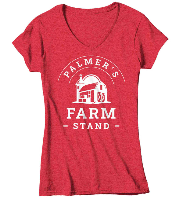 Women's V-Neck Personalized Farm Shirt Custom Market Nursery T Shirt Farmer Produce Agriculture Farming TShirt Ladies Gift Idea-Shirts By Sarah