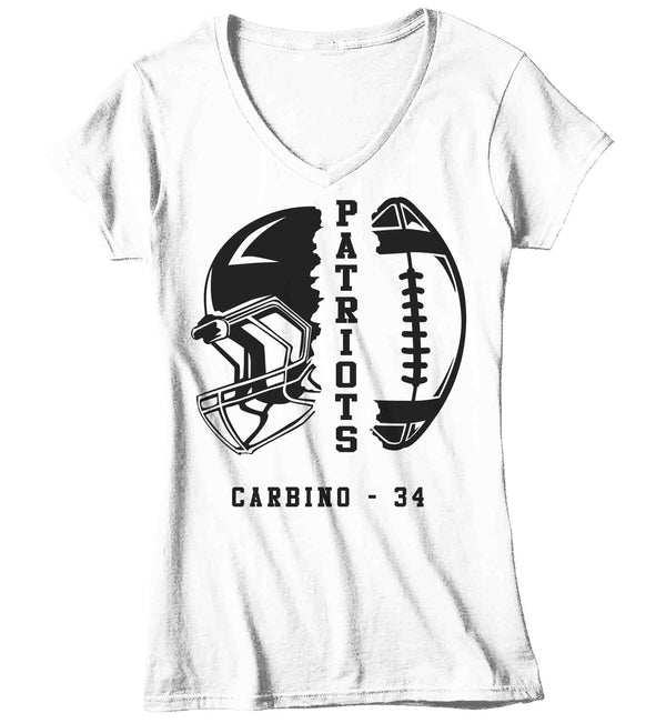 Women's V-Neck Personalized Football T Shirt Custom Football Shirts Football Grandma Football Mom T Shirt Ladies Gift Idea-Shirts By Sarah
