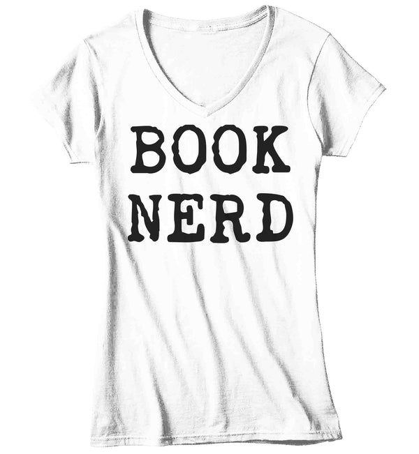 Women's V-Neck Funny Book Nerd Shirt Geek TShirt Reader Reading Banned Books Author Bookworm Bibliomaniac Humorous Gift Idea Ladies Woman-Shirts By Sarah