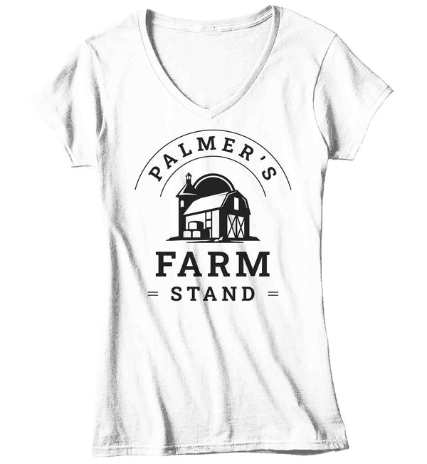 Women's V-Neck Personalized Farm Shirt Custom Market Nursery T Shirt Farmer Produce Agriculture Farming TShirt Ladies Gift Idea-Shirts By Sarah