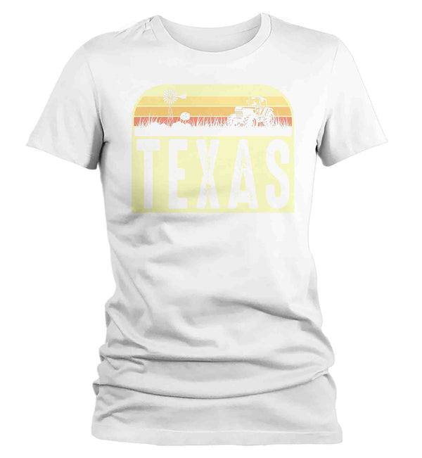 Women's Retro Texas Shirt Farm Tractor T Shirt Vintage State Pride Farming Farmer Gift Texas State Tee Ladies Woman-Shirts By Sarah